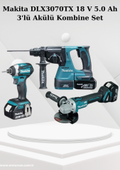 Makita DLX3070TX 18 V 5.0 Ah 3'lü Akülü Kombine Set